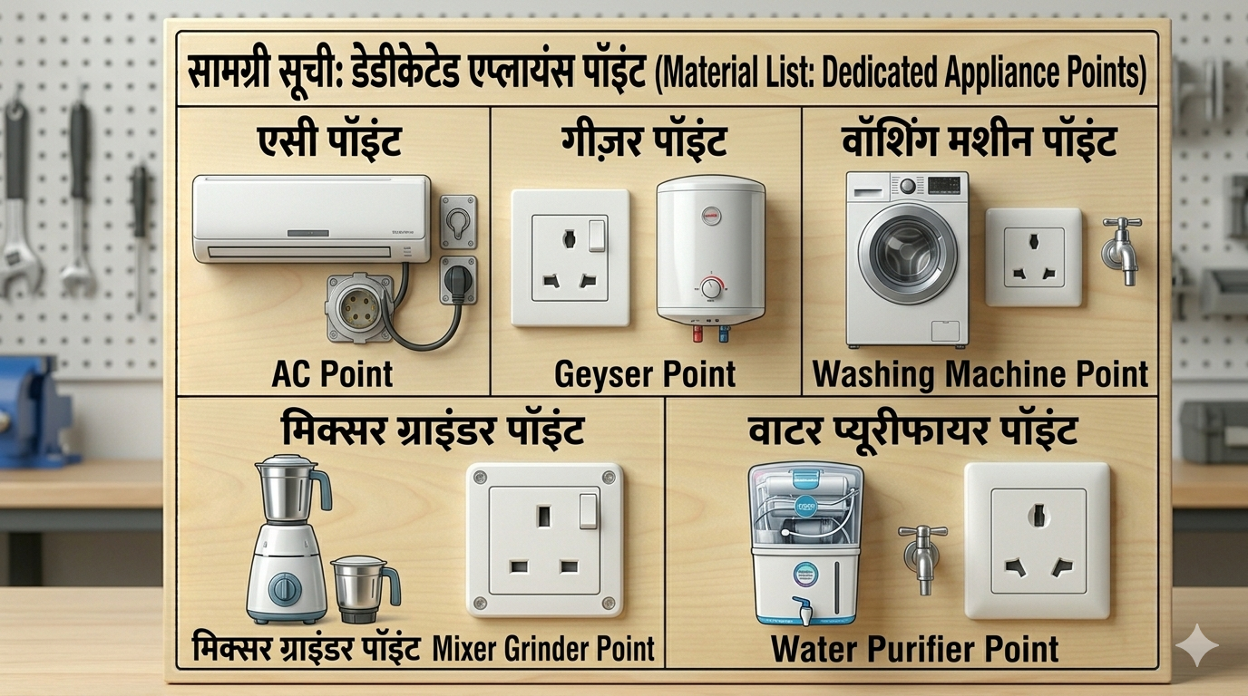 विशेष उपकरण पॉइंट (Dedicated Appliance Points) Saman List विशेष उपकरण पॉइंट (Dedicated Appliance Points) saman list items
