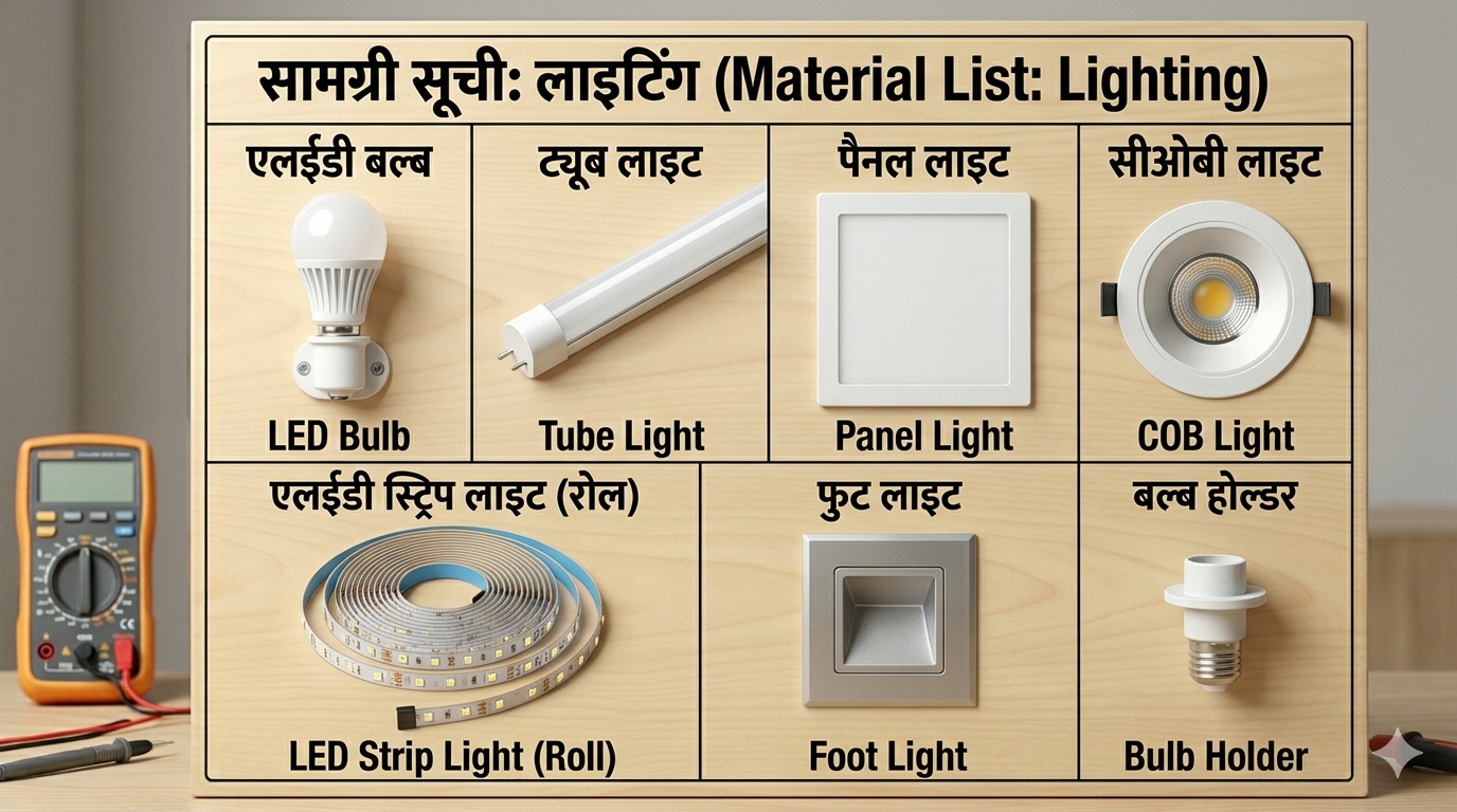 लाइटिंग (Lighting & Fixtures) Saman List लाइटिंग (Lighting & Fixtures) saman list items