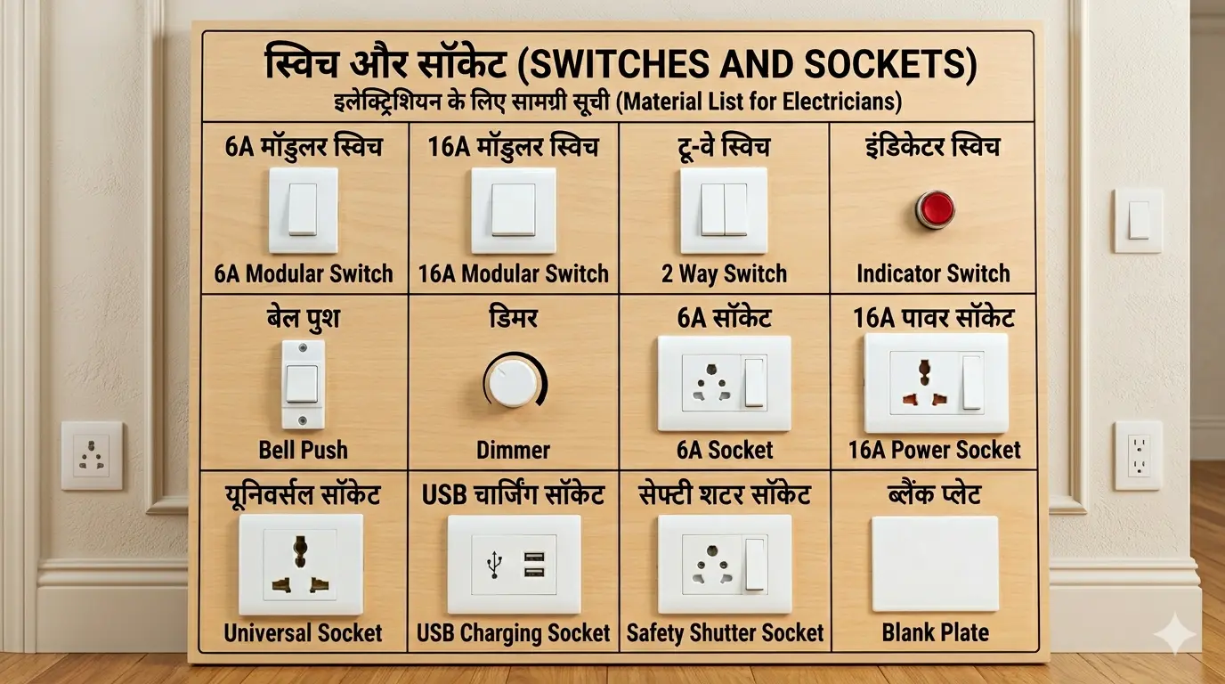 Switches and Sockets Saman List Switches and Sockets saman list items