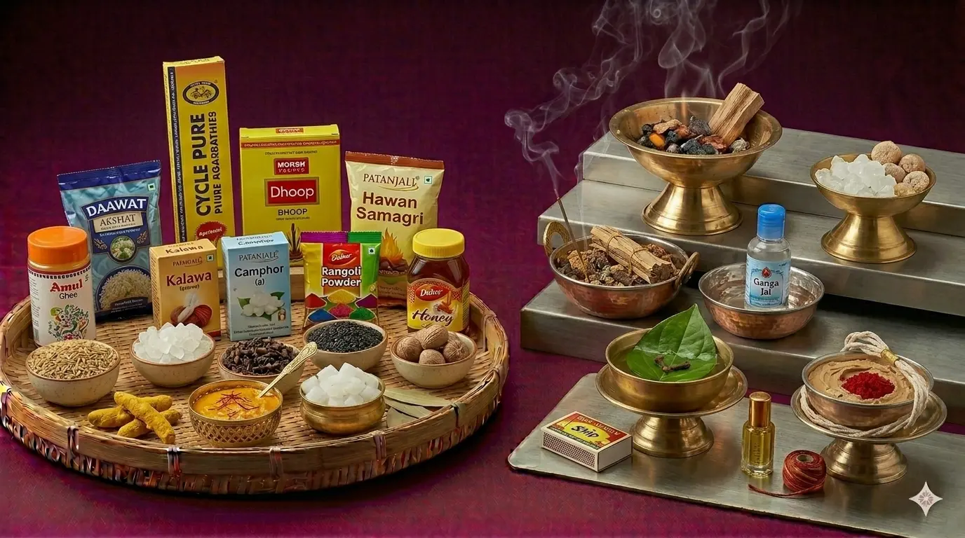 પૂજા સામગ્રી — Puja Samagri saman list items
