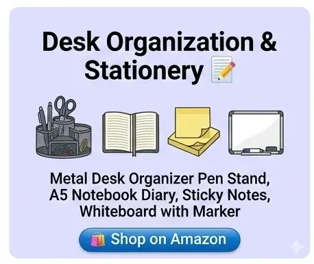 Desk Organization & Stationery saman list items