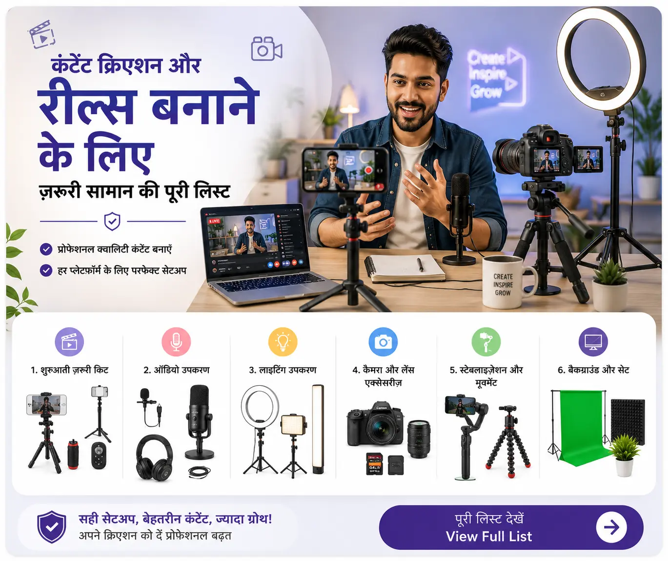 कंटेंट क्रिएटर इक्विपमेंट लिस्ट