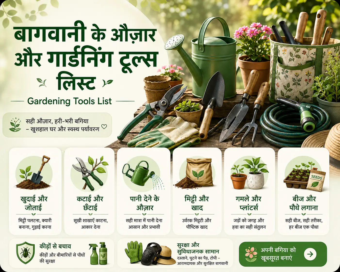 गार्डनिंग टूल्स लिस्ट | Gardening Tools List