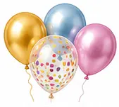 मेटैलिक और कन्फेटी बैलून — Metallic Aur Confetti Balloons