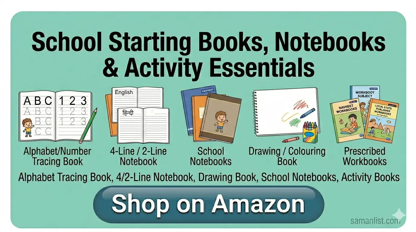 Books, Notebooks & Activity — किताबें, कॉपियाँ और एक्टिविटी Saman List Books, Notebooks & Activity — किताबें, कॉपियाँ और एक्टिविटी saman list items
