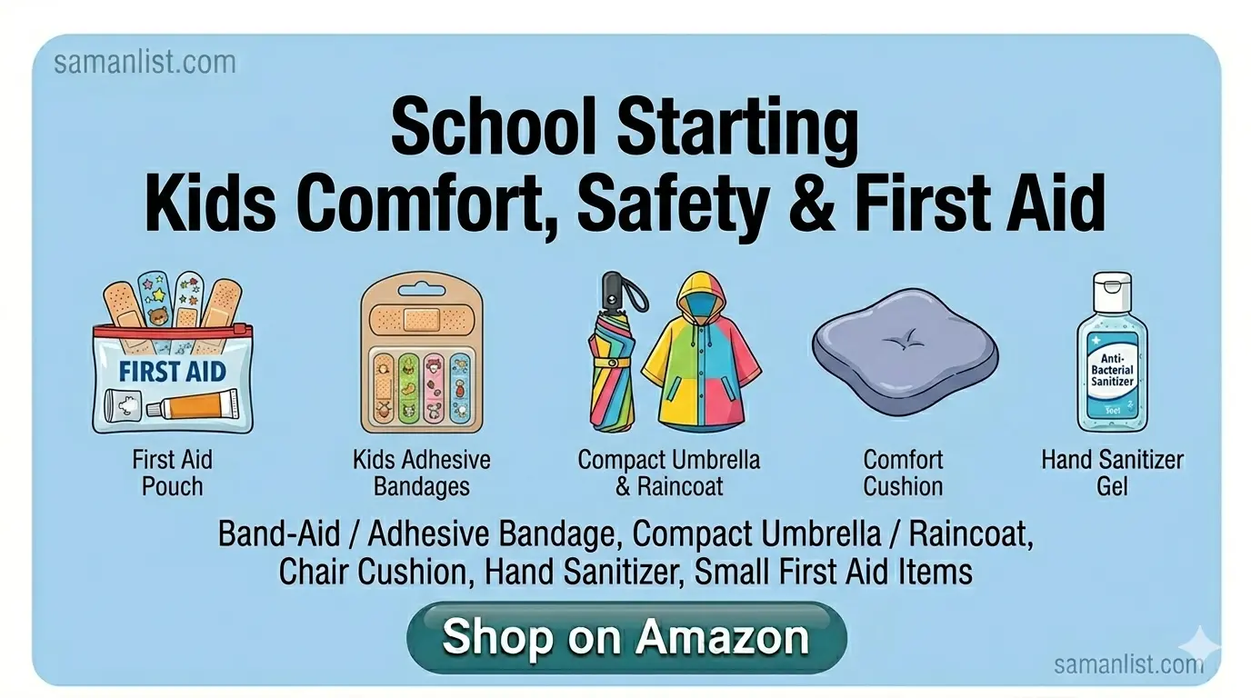 Comfort, Safety & First Aid — आराम, सुरक्षा और प्राथमिक उपचार Saman List Comfort, Safety & First Aid — आराम, सुरक्षा और प्राथमिक उपचार saman list items