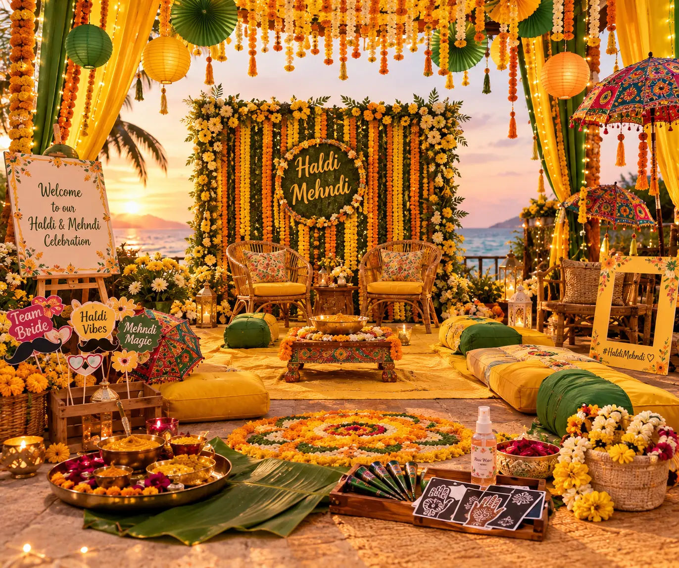 हल्दी-मेहंदी सजावट का सामान — Haldi Mehndi Decoration List | SamanList
