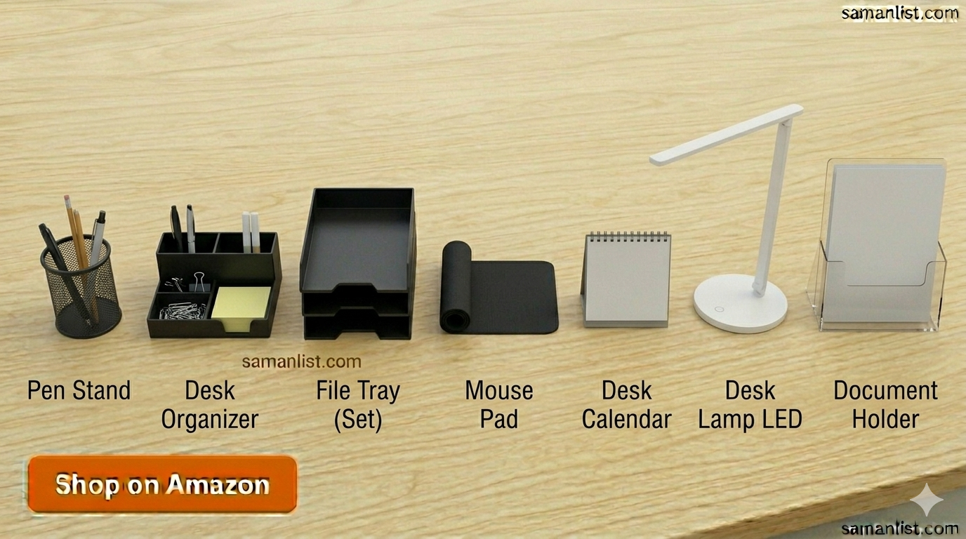डेस्क एक्सेसरीज़ (Desk Accessories) Saman List डेस्क एक्सेसरीज़ (Desk Accessories) saman list items