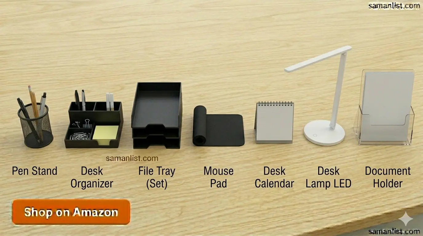 डेस्क एक्सेसरीज़ (Desk Accessories) saman list items