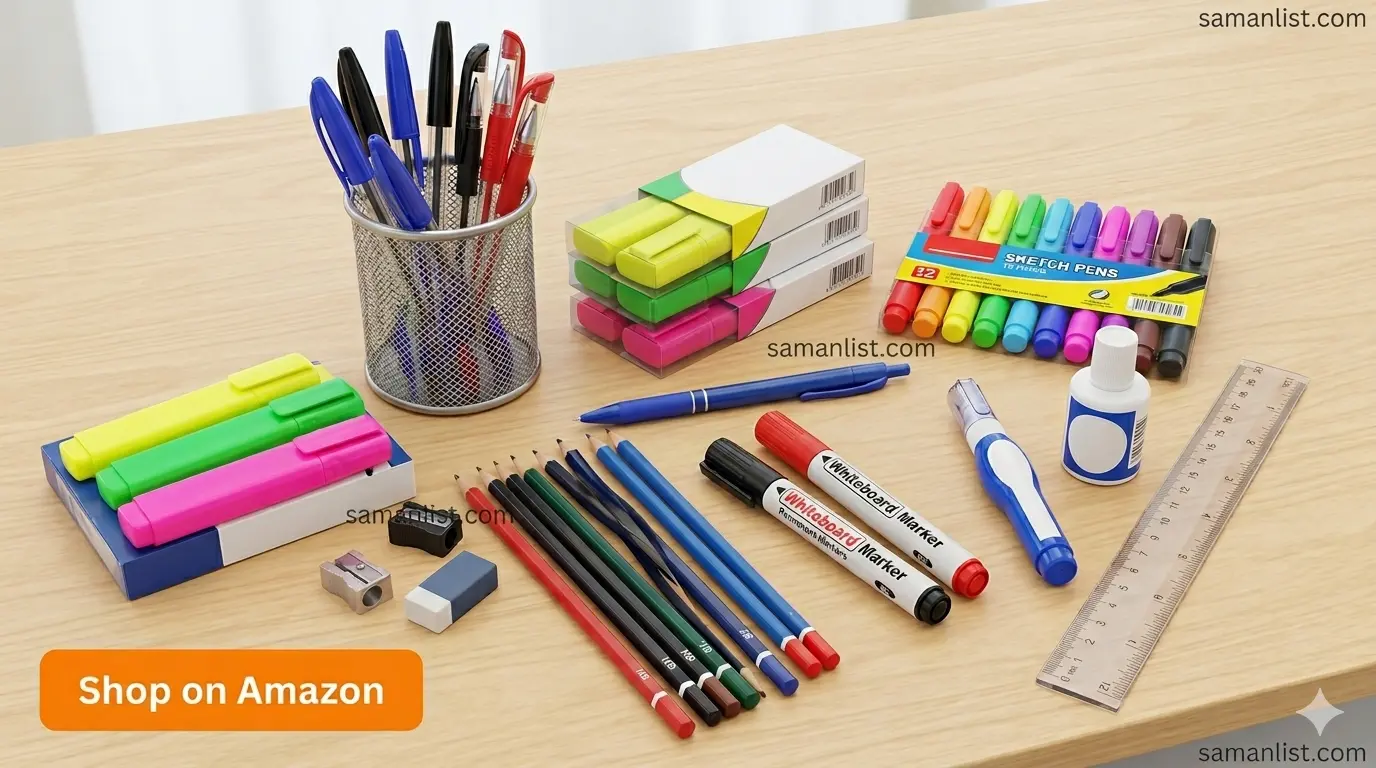 लिखने का सामान (Writing Instruments) saman list items