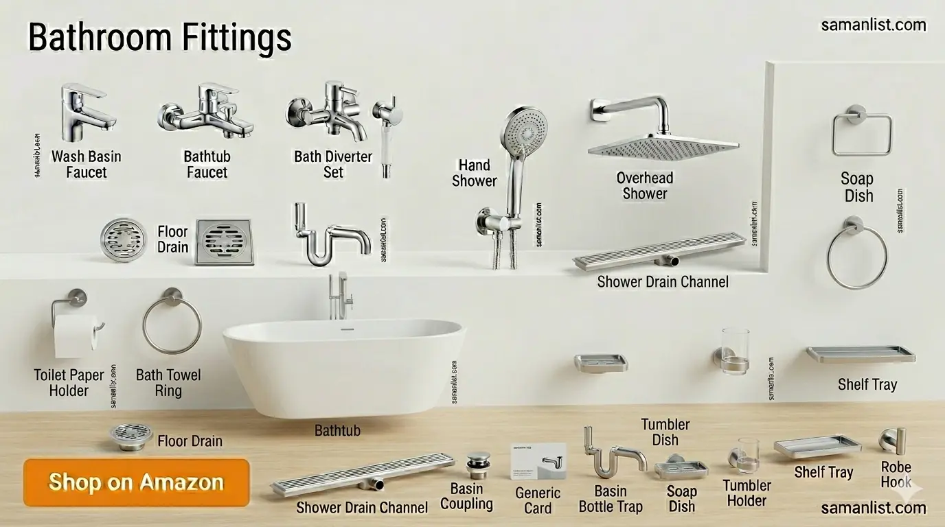 बाथरूम फिटिंग्स (Bathroom Fittings) saman list items